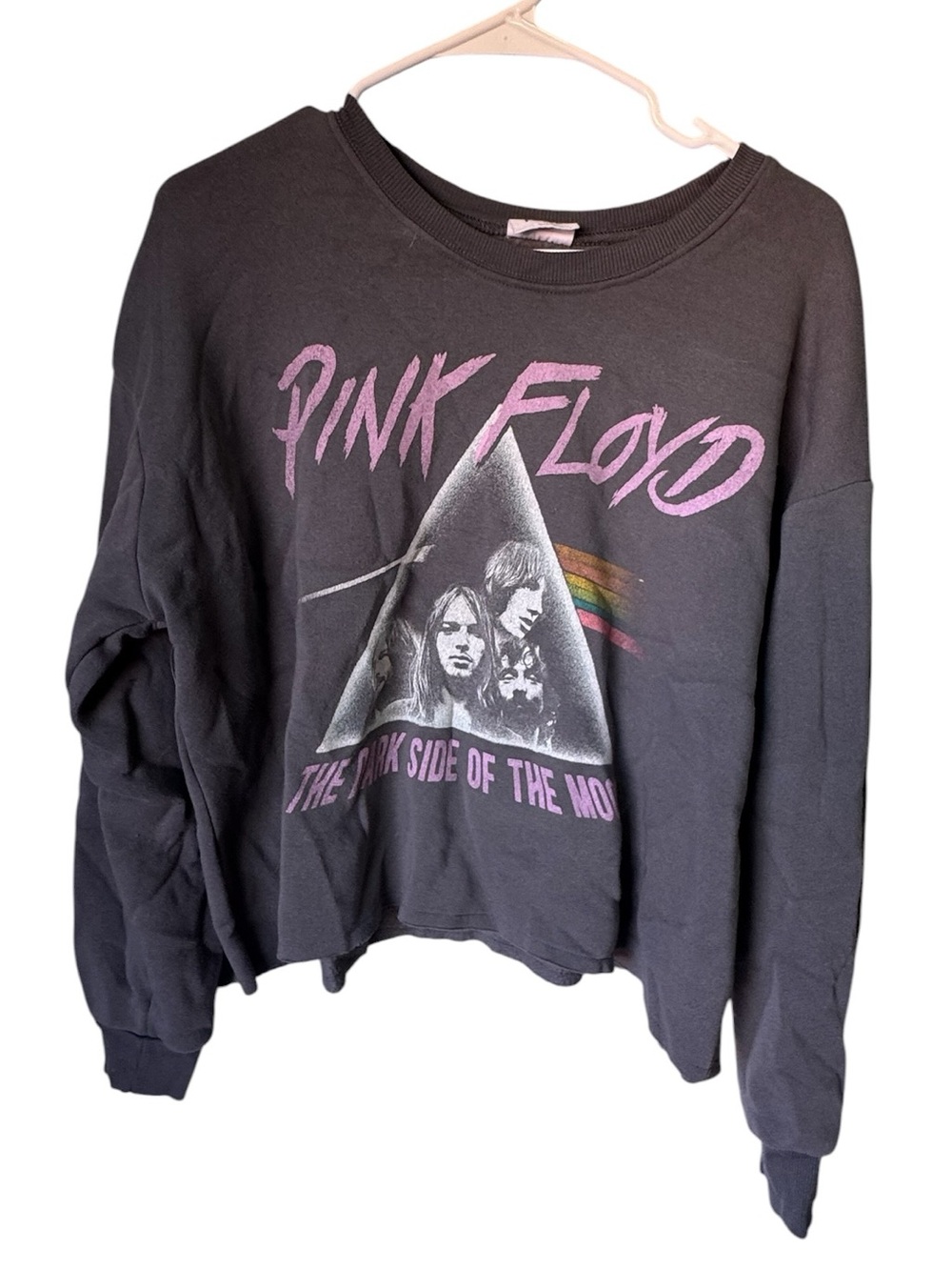 Pink Floyd Dark Gray Crewneck Cropped Sweatshirt with Pink Logo Women’s M